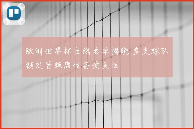 欧洲世界杯出线名单揭晓 多支球队锁定晋级席位备受关注